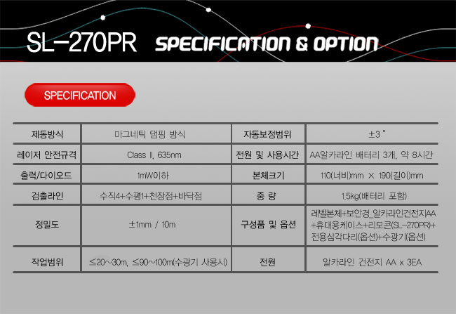 新坤全SL-270PR自動(dòng)安平激光標線(xiàn)儀