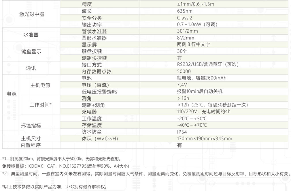 T3全站儀技術(shù)參數